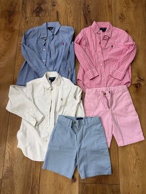 Ralph Lauren  5 piece Bundle-Gingham & Oxford Shirt Set with RL Shorts sz6